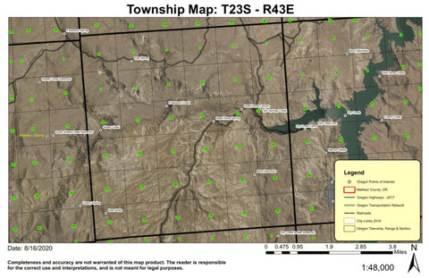 Burnt Mountain T23S R43E Township Map Preview 1