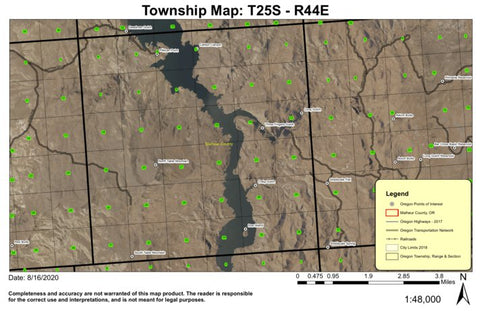 North Table Mountain T25S R44E Township Map Preview 1
