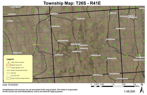 Cedar Mountain T26S R41E North Township Map Preview 1