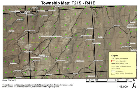 Squaw Creek T21S R41E Township Map Preview 1