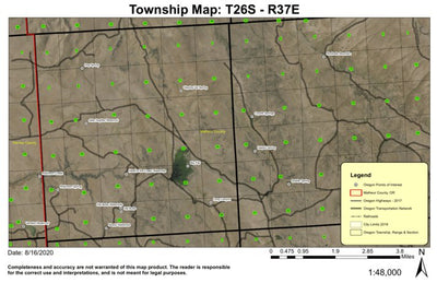Head of the Creek Waterhole T26S R37E Township Map Preview 1