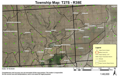 Dowell Reservoir T27S R38E Township Map Preview 1