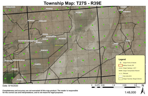 Barren Valley T27S R39E Township Map Preview 1
