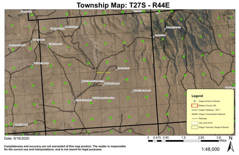 Lake Shell Rock T27S R44E Township Map Preview 1