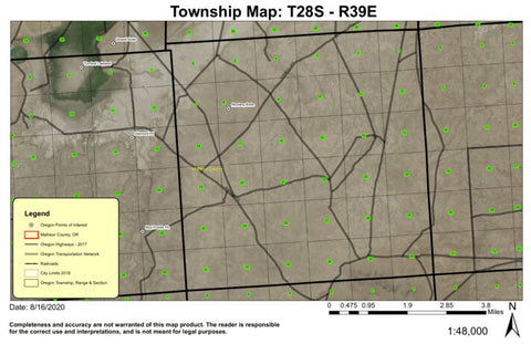 Mustang Butte T28S R39E Township Map Preview 1