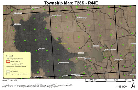 Cow Lakes T28S R44E Township Map Preview 1