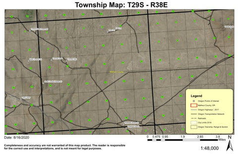 Turnbull Peak T29S R38E Township Map Preview 1
