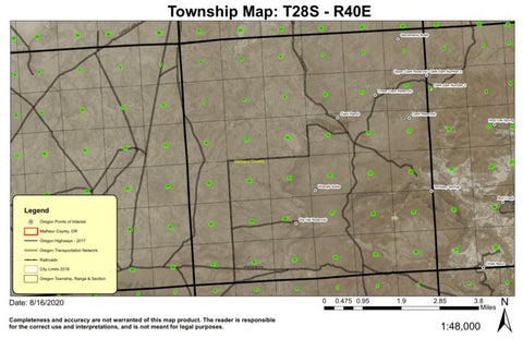 Wrangler Butte T28S R40E Township Map Preview 1