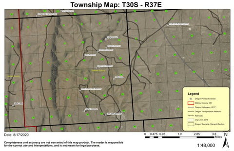 Ryegrass Butte T30S R37E Township Map Preview 1