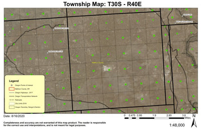 Saddle Butte Lava Fields T30S R40E Township Map Preview 1