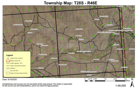 Sheaville Creek T28S R46E Township Map Preview 1