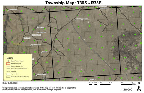 Ryegrass Creek T30S R38E Township Map Preview 1