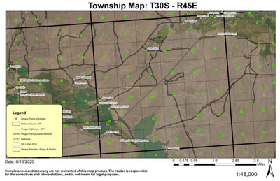 Antelope Dam T30S R45E Township Map Preview 1
