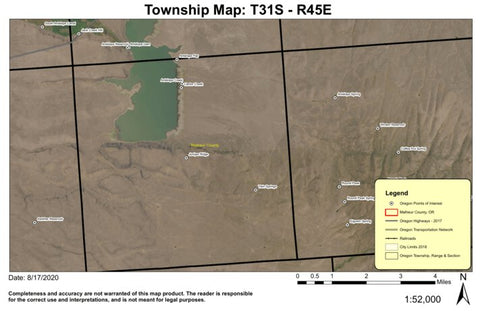 Antelope Reservoir T31S R45E Township Map Preview 1
