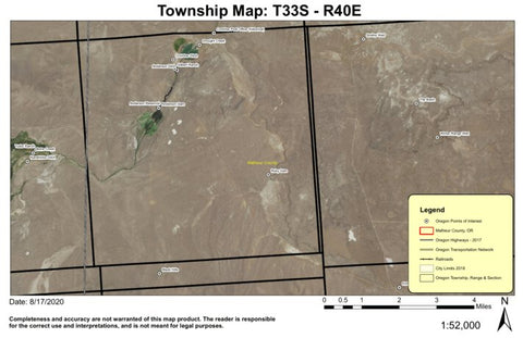 Anderson Reservoir T33S R40E Township Map Preview 1