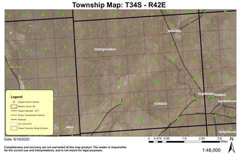 Bowden Crater T34S R42E Township Map Preview 1