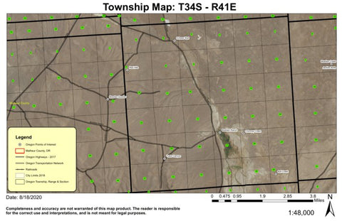 Tudor Canyon T34S R41E Township Map Preview 1