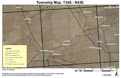 Garlow Butte T34S R43E Township Map Preview 1