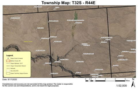 Little Grassy Reservoir T32S R44E Township Map Preview 1