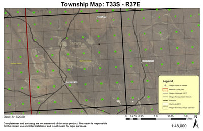 Ancient Lake Well T33S R37E Township Map Preview 1