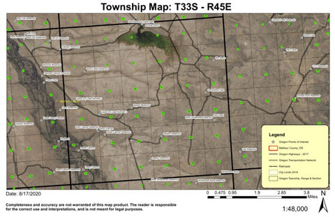 Jace Reservoir T33S R45E Township Map Preview 1