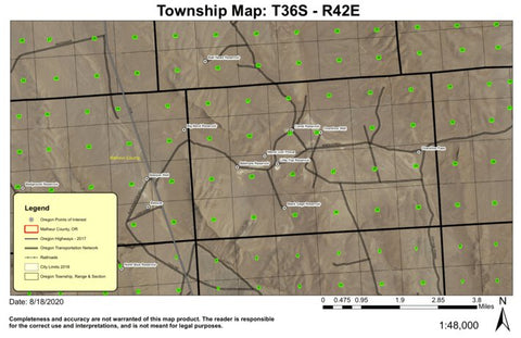 Overshoe Pass T36S R42E Township Map Preview 1