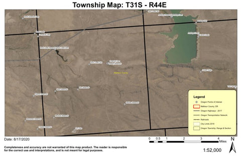 Rock Creek Reservoir T31S R44E Township Map Preview 1