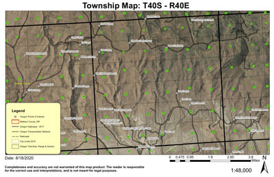 Lasa Creek T40S R40E Township Map Preview 1