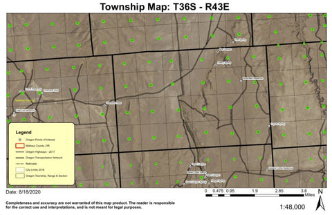 Cherry Spring T36S R43E Township Map Preview 1