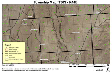 Little Grassy Mountain T36S R44E Township Map Preview 1