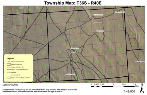 Dry Creek T36S R40E Township Map Preview 1