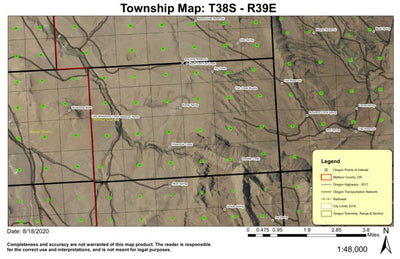 Boney Spring T38S R39E Township Map Preview 1