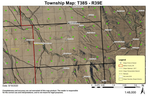 Boney Spring T38S R39E Township Map Preview 1