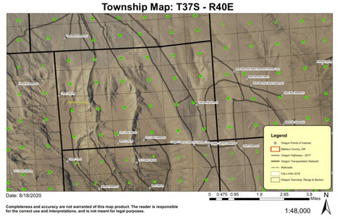 Cherry Spring T37S R40E Township Map Preview 1