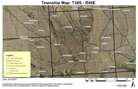 Aspen Spring T38S R40E Township Map Preview 1