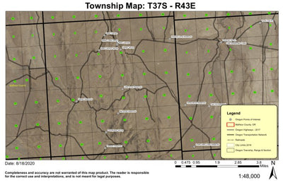 Portuguese Spring T37S R43E Township Map Preview 1