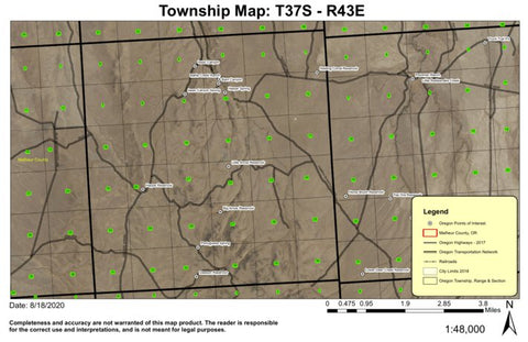 Portuguese Spring T37S R43E Township Map Preview 1