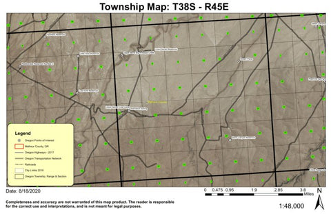 Starvation Spring T38S R45E Township Map Preview 1
