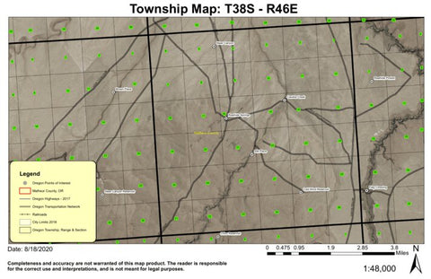 Steer Canyon T38S R46E Township Map Preview 1