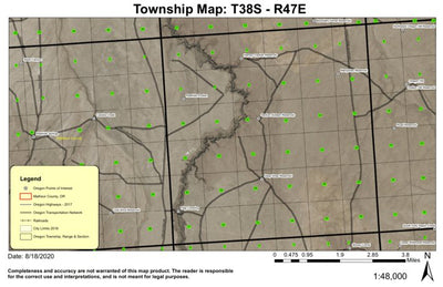 Rawhide Pocket T38S R47E Township Map Preview 1