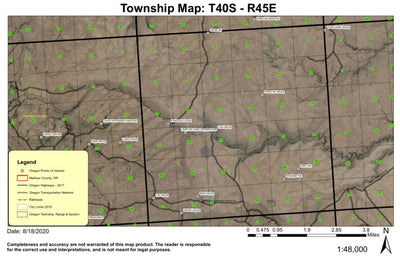 Horse Hill T40S R45E Township Map Preview 1