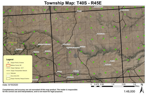Horse Hill T40S R45E Township Map Preview 1