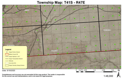 Mahogany Butte T41S R47E Township Map Preview 1