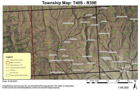 Cow Camp T40S R39E Township Map Preview 1