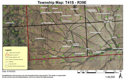 Dry Creek T41S R39E Township Map Preview 1