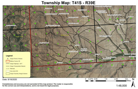 Dry Creek T41S R39E Township Map Preview 1
