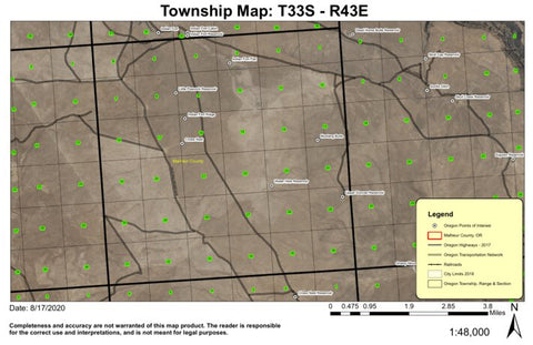 Mustang Butte T33S R43E Township Map Preview 1