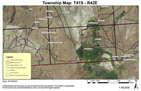 Bryson Spring T41S R42E Township Map Preview 1