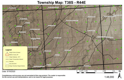 Grasshopper Flat T38S R43E Township Map Preview 1