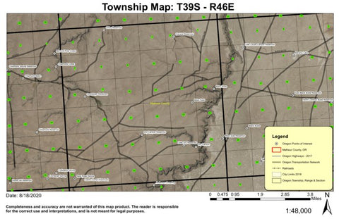 Dry Canyon T39S R46E Township Map Preview 1